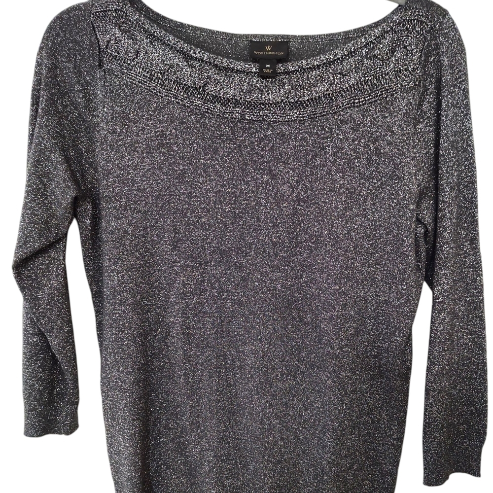 NWOT Worthington Metallic Black Sweater